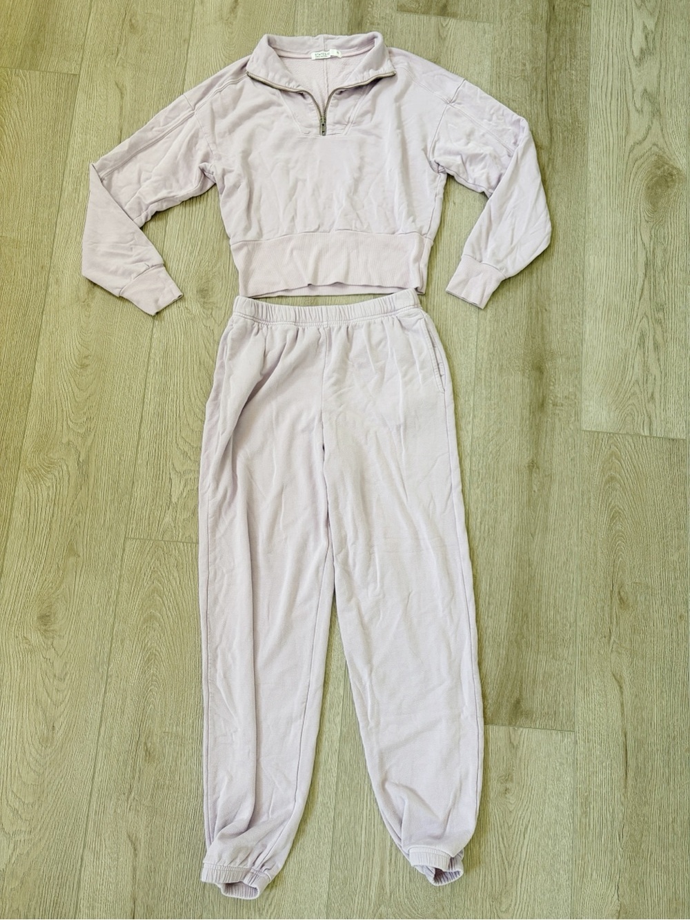Stateside Light Purple Lavender Cropped Quarter-Zip Sweatshirt & Joggers Set